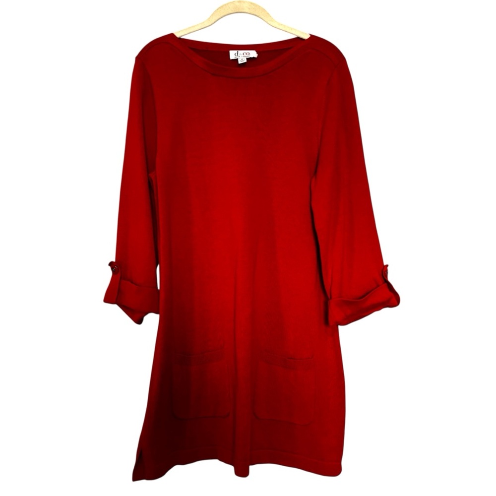 Red 3/4 sleeve Sweater Dress